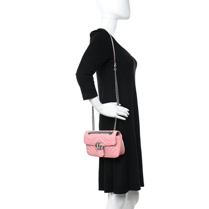 Gucci Calfskin Matelasse Mini GG Marmont Shoulder Bag Wild Rose 2 of 10