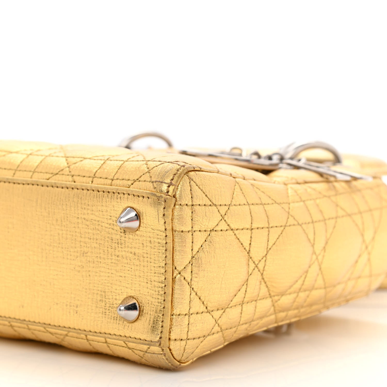 Christian Dior Metallic Grained Calfskin Cannage Small Lucky Badges My Lady Dior Gold 10 of 13