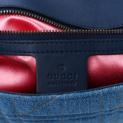 Gucci Denim Matelasse Studded Small Pearly GG Marmont Shoulder Blue 6 of 11