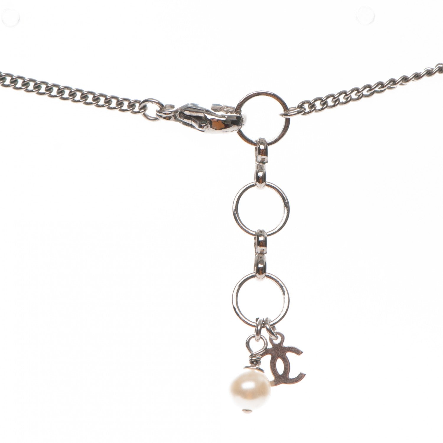 Chanel Resin Striped Pearl Airplane Necklace Black White Red 5 of 6