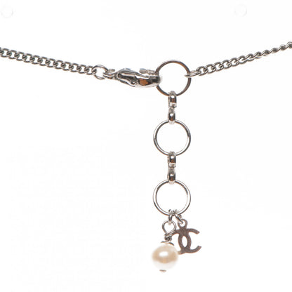 Chanel Resin Striped Pearl Airplane Necklace Black White Red 5 of 6