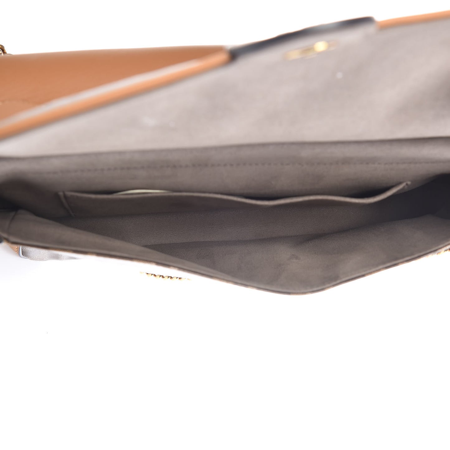 Vitello Grace Glazed Fabric FF 1974 Double F Shoulder Bag Caramello Mogano Panna