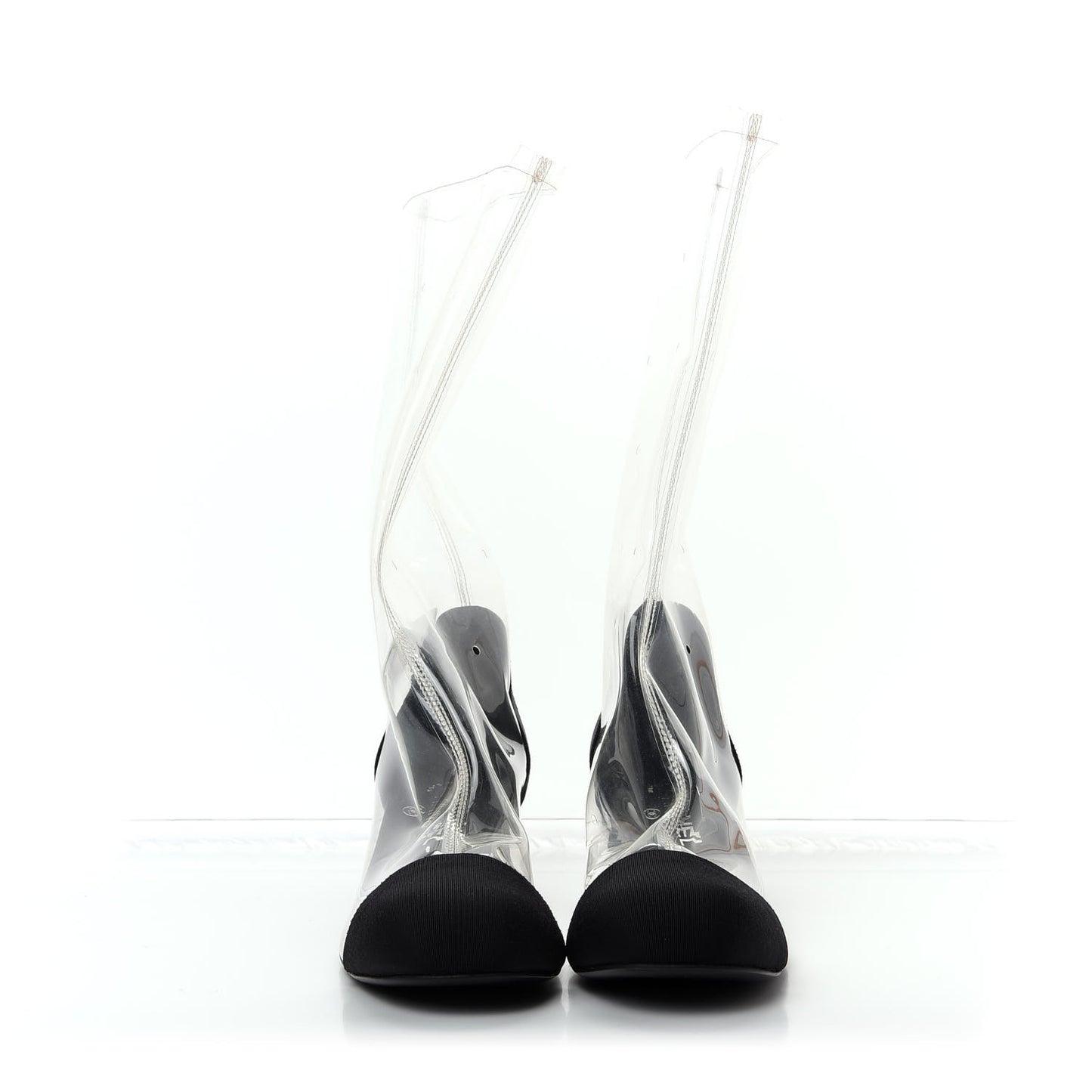 PVC Grosgrain High Boots 38 Transparent Black