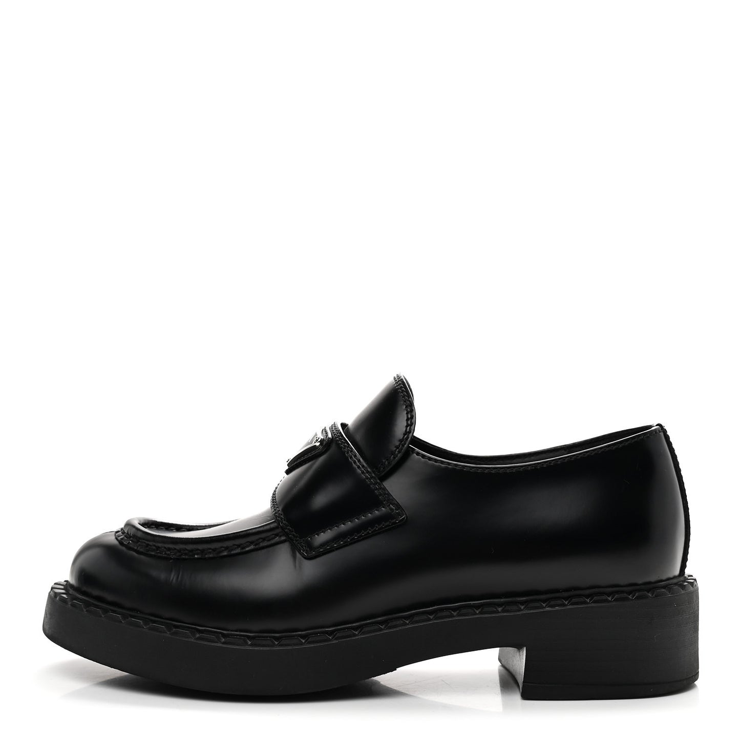 Spazzolato Metal Triangle Logo 50mm Loafers 36 Black