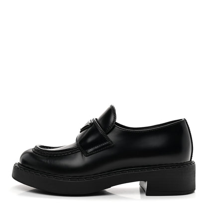 Prada Spazzolato Metal Triangle Logo 50mm Loafers 36 Black 1 of 10