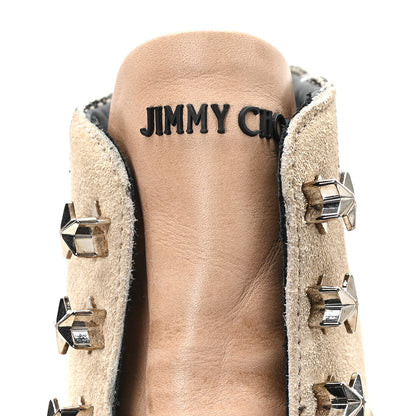 Jimmy Choo Suede Calfskin Inca Patchwork Platform Hiking Boots 39 White Sand Natural 10 of 11
