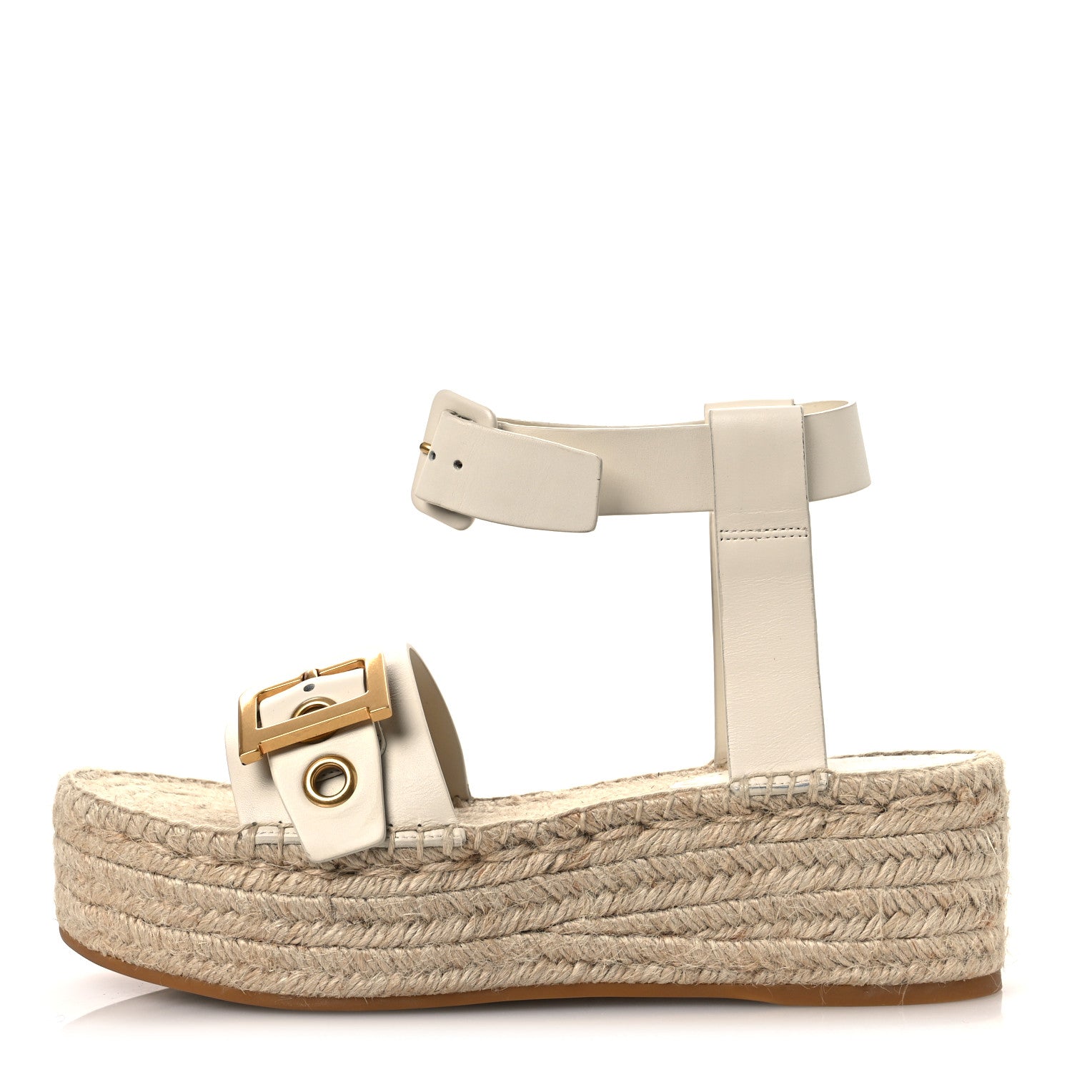 Christian Dior Calfskin D-Dior Espadrille Platform Sandals 40 Off White 1 of 11