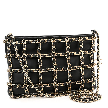 Chanel Lambskin Chain Frame Shoulder Bag Black 3 of 10