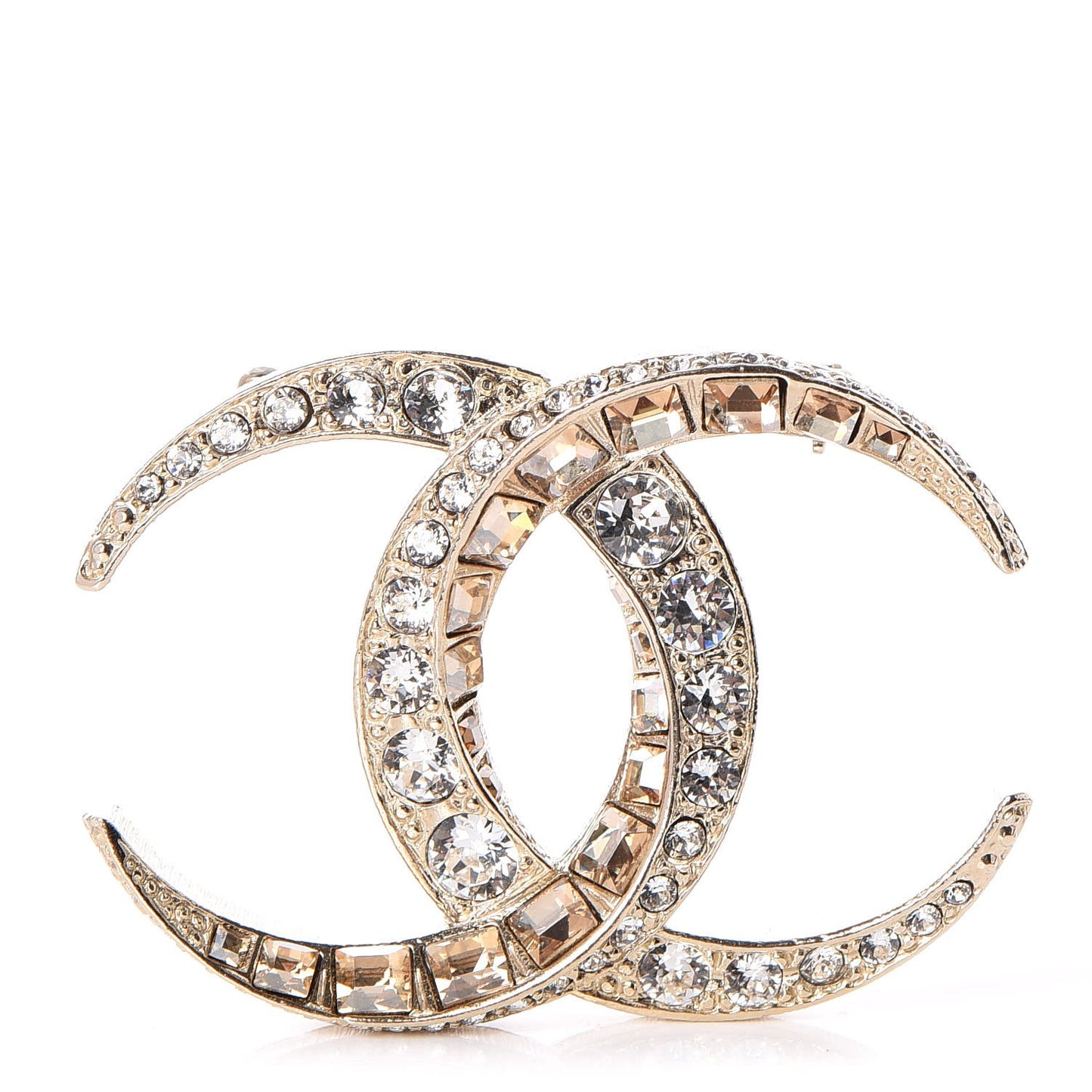 Baguette Crystal Dubai CC Brooch Gold
