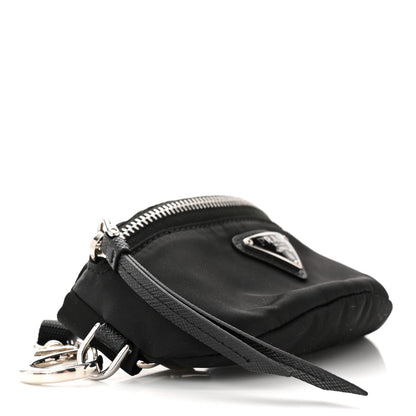 Prada Tessuto Nylon Saffiano Metal Triangle Logo Mini Crossbody Pouch Black 4 of 11