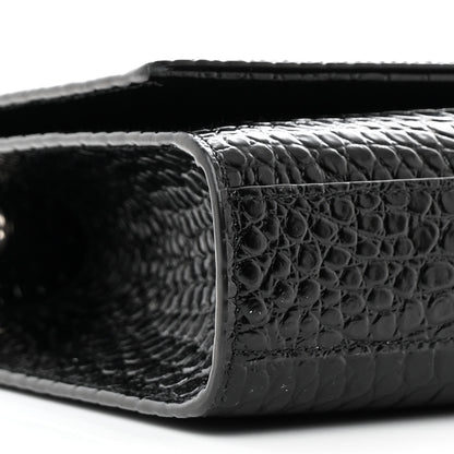 Saint Laurent Calfskin Crocodile Embossed Medium Classic Monogram Kate Tassel Satchel Black 9 of 11