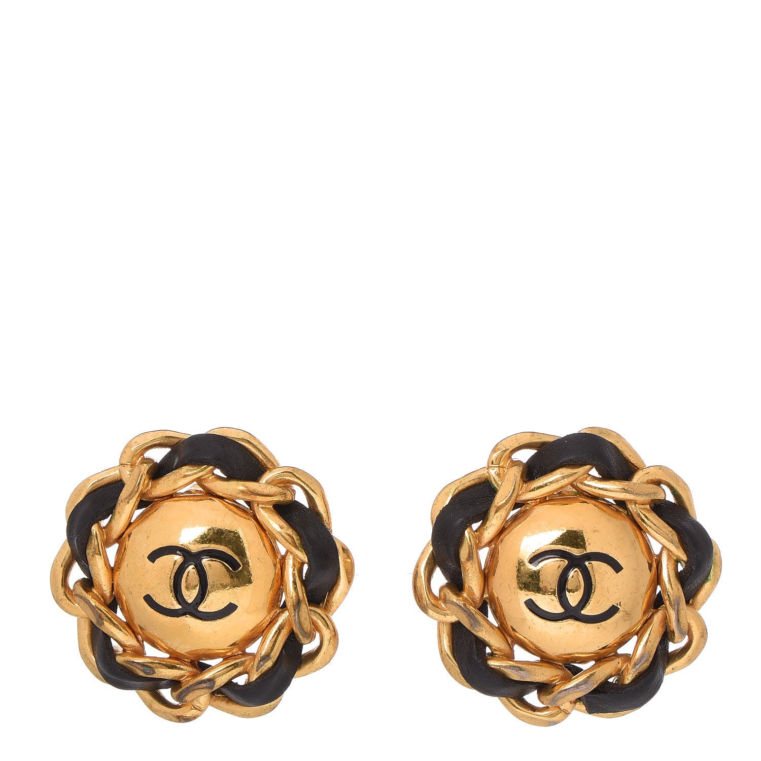 Chanel Lambskin Chain CC Clip On Earrings Gold 1 of 5