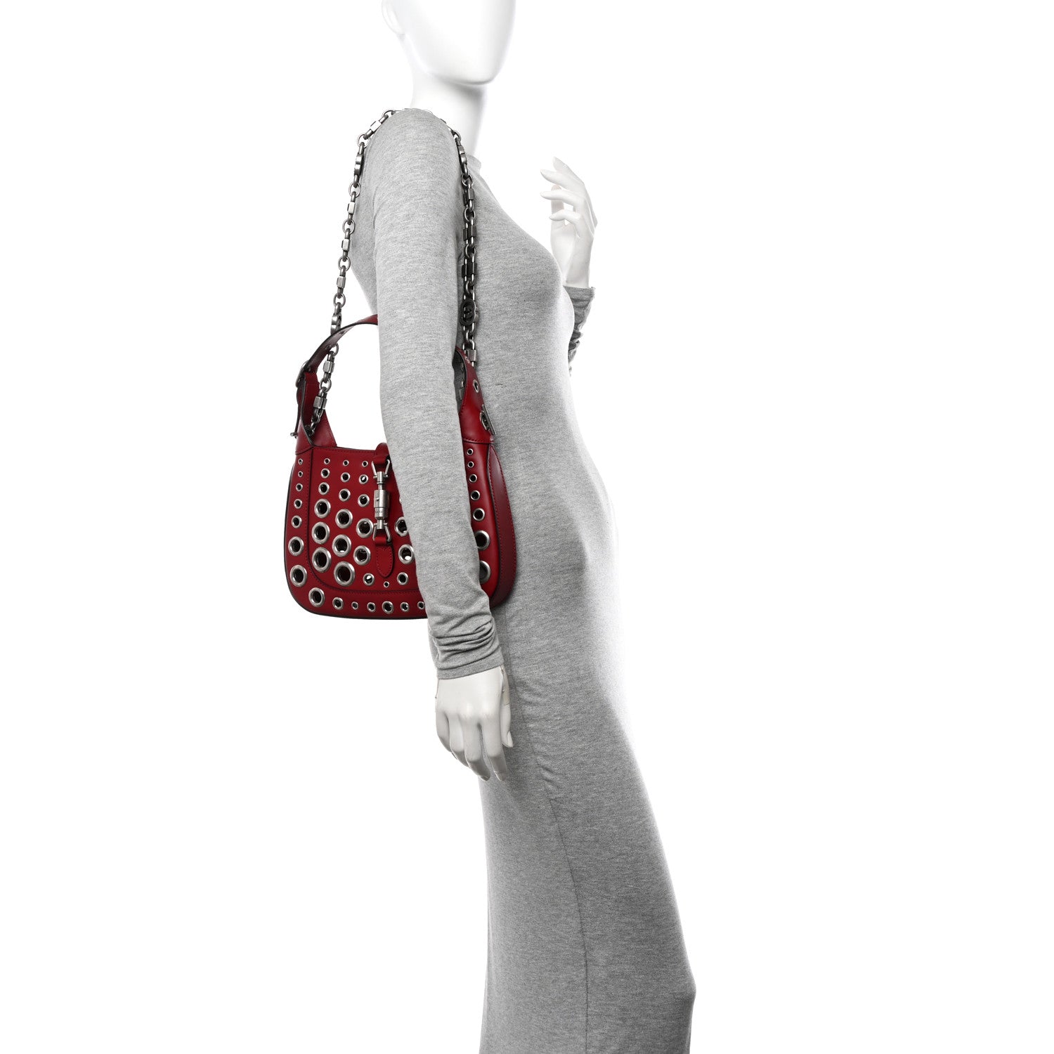 Gucci Calfskin Ha Ha Ha Jackie 1961 Eyelet Hobo Bordeaux 2 of 10