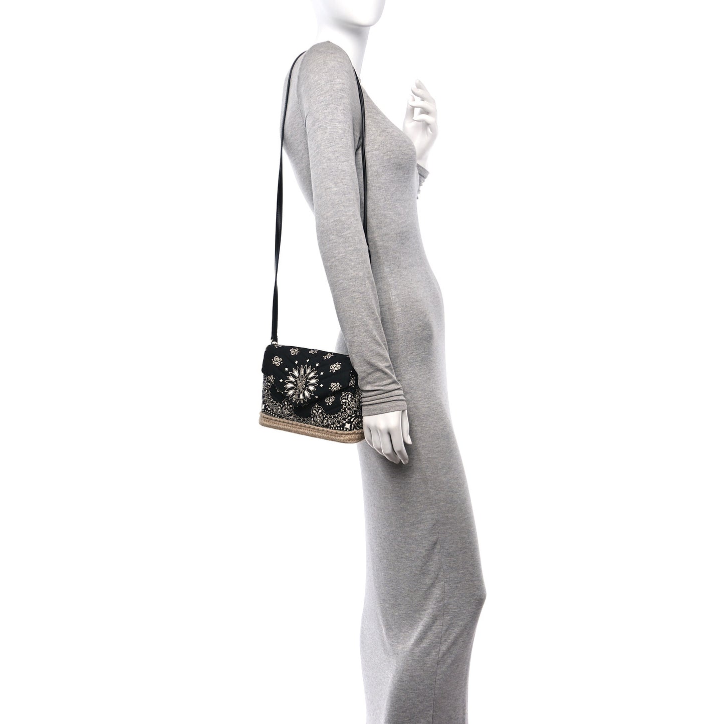 Cotton Bandana Y Quilted Monogram Toy Loulou Crossbody Bag Black White