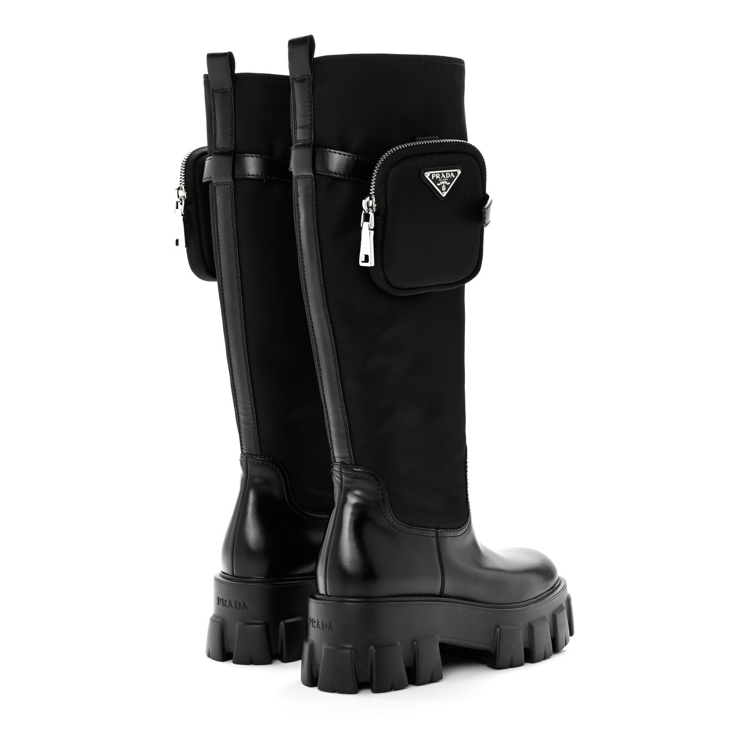 Spazzolato Rois Re-Nylon Metal Triangle Logo Monolith Pouch Pocket 55mm Tall Boots 37 Black