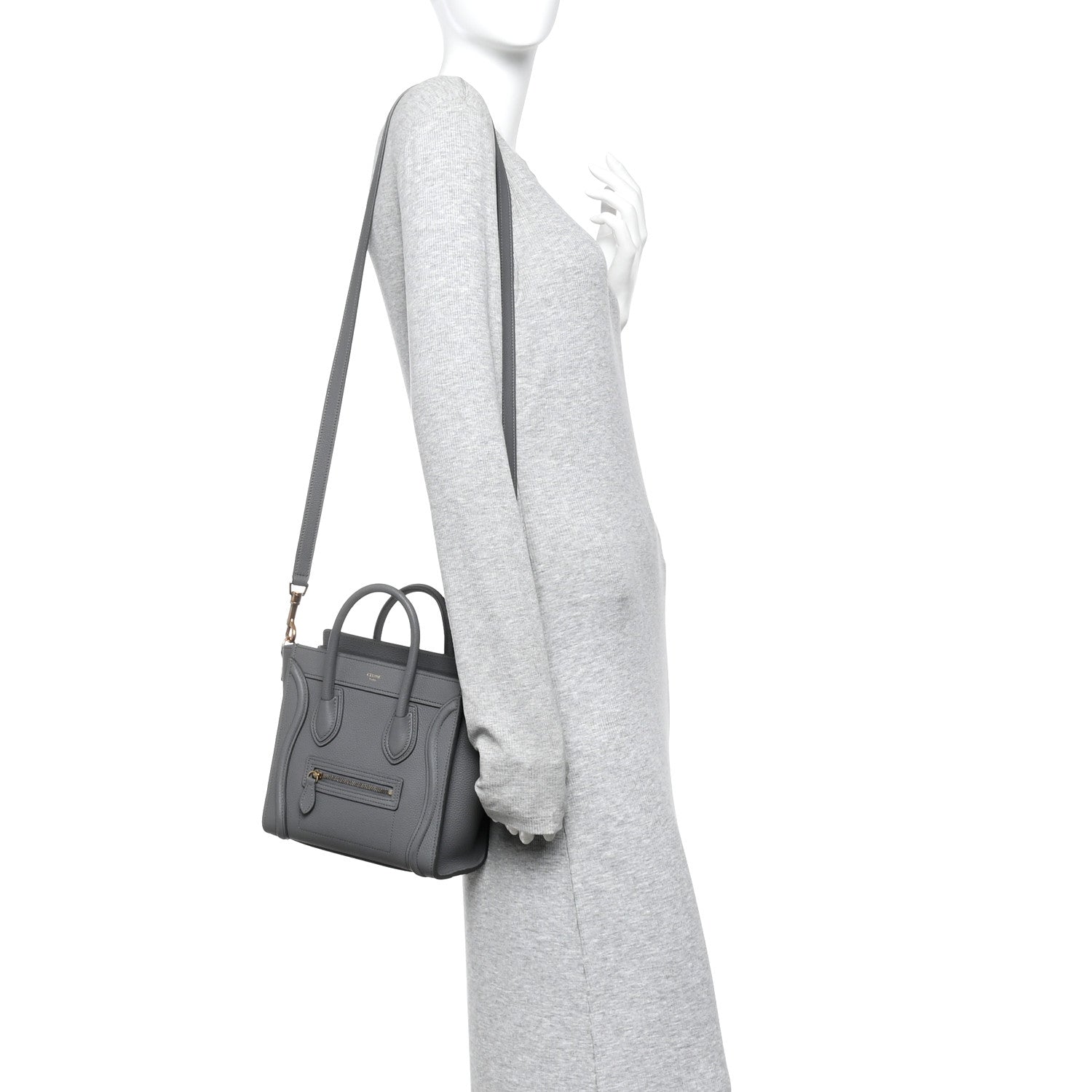 Celine Baby Drummed Calfskin Nano Luggage Kohl 2 of 10