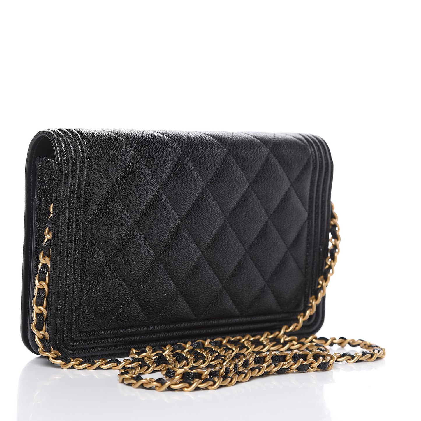Caviar Quilted Boy Wallet On Chain WOC Black