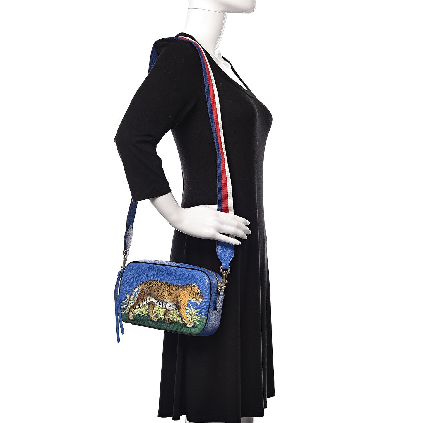 Calfskin Sylvie Tiger Print Camera Bag Multicolor Dark Sky