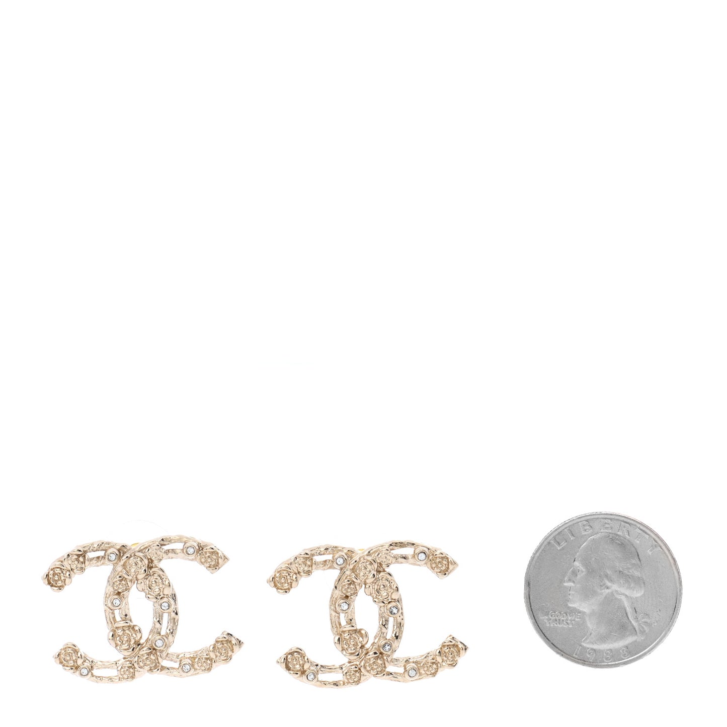 Crystal CC Camellia Earrings Gold