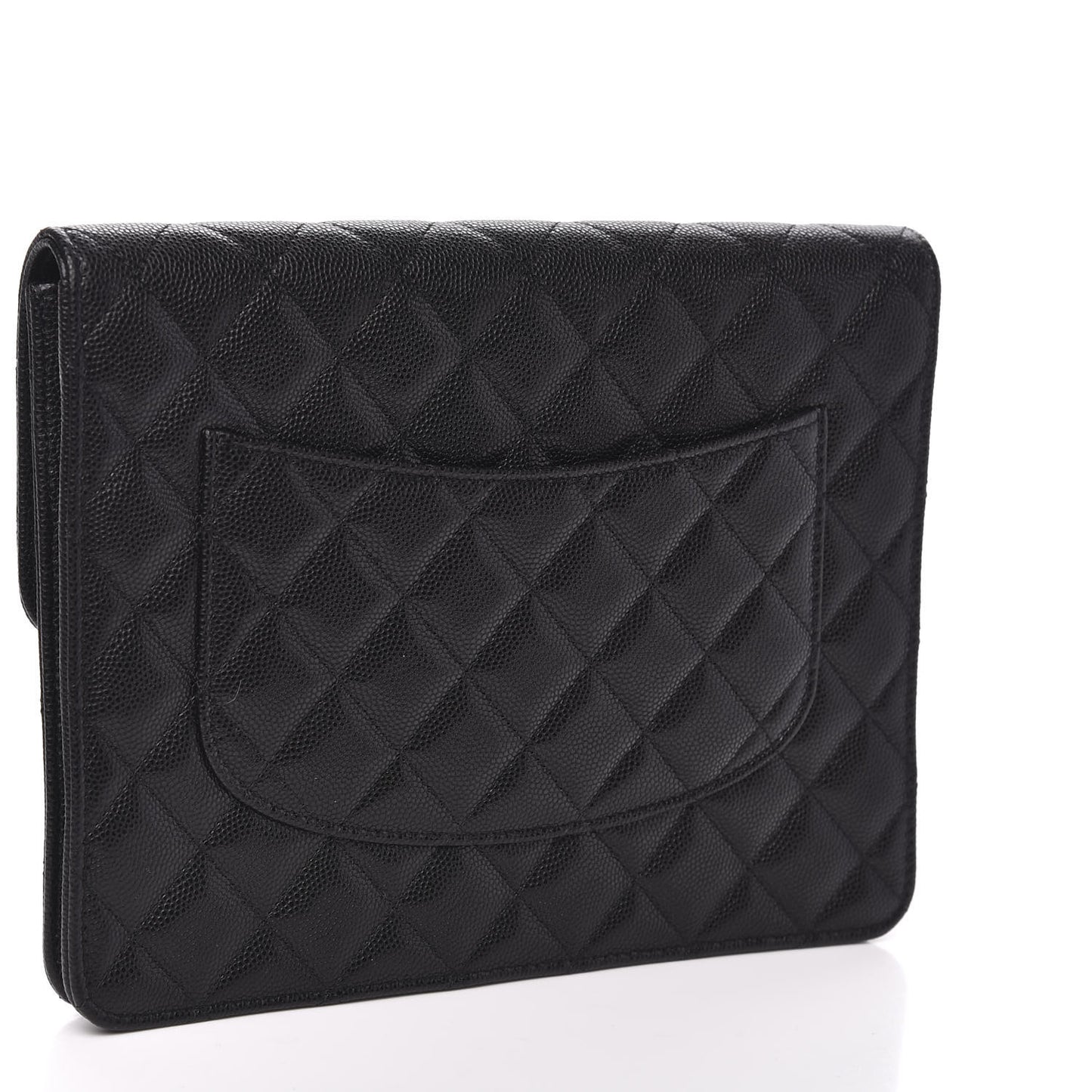 Caviar Quilted Square Flap Clutch Black