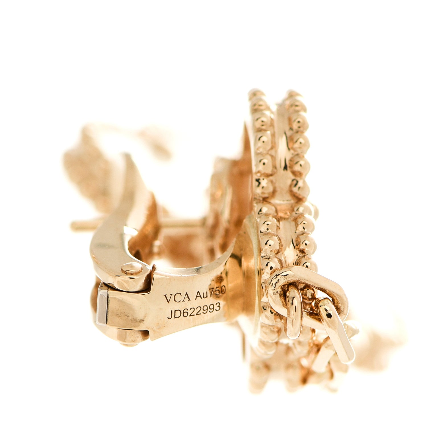 Van Cleef & Arpels 18K Yellow Gold Mother of Pearl 2 Motifs Magic Alhambra Earrings 4 of 5