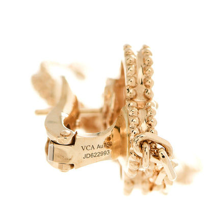 Van Cleef & Arpels 18K Yellow Gold Mother of Pearl 2 Motifs Magic Alhambra Earrings 4 of 5