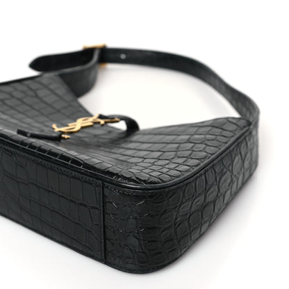 Saint Laurent Calfskin Crocodile Embossed LE 5 A 7 Hobo Black 9 of 10