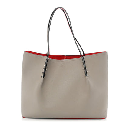 Christian Louboutin Calfskin Spikes East West Cabata Tote Light Grey 1 of 14