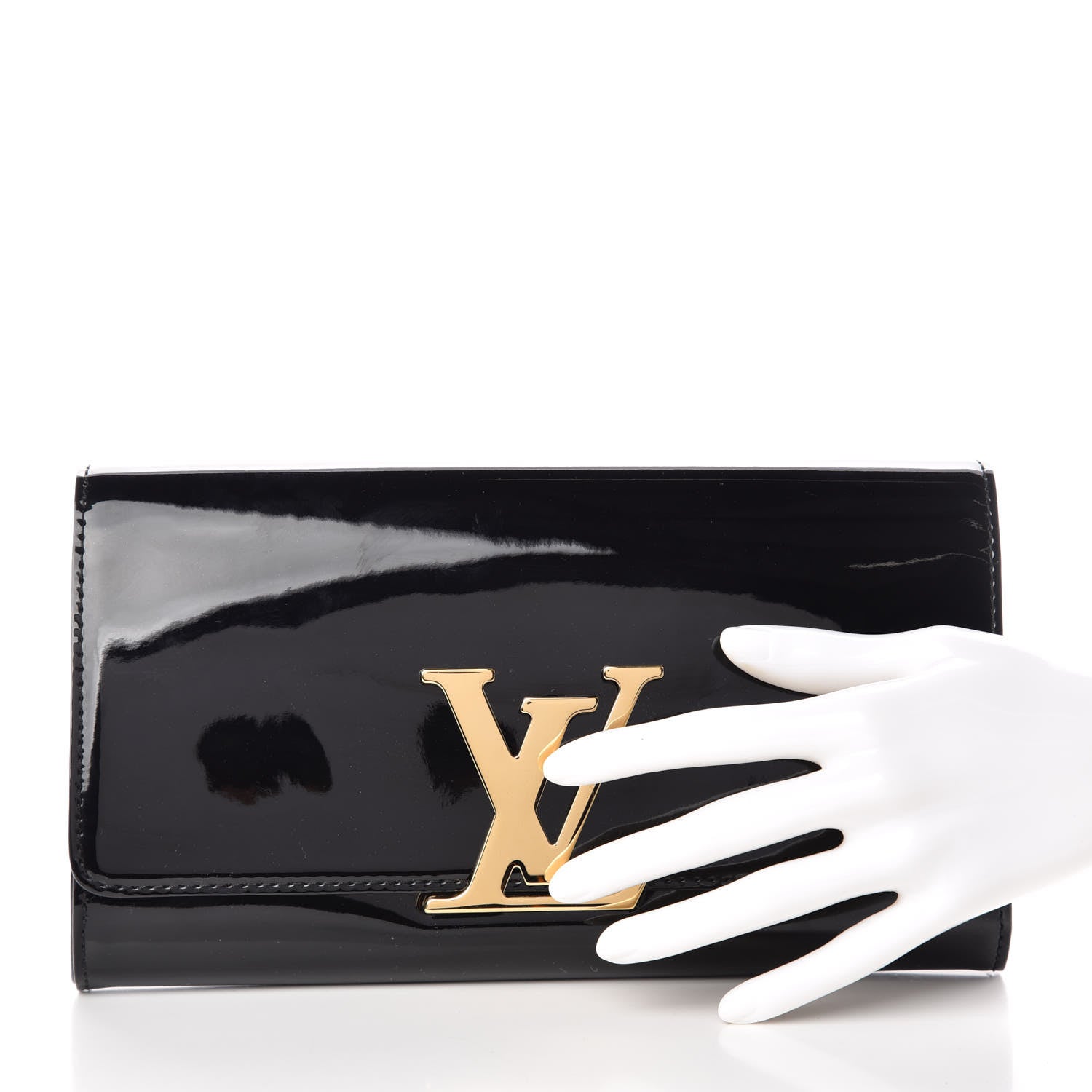 Louis Vuitton Patent Louise Clutch Black 2 of 8