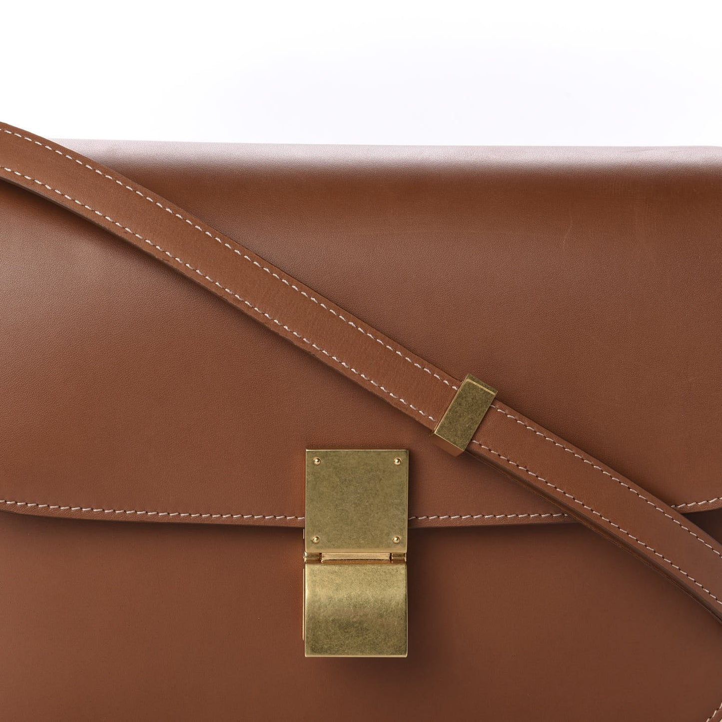 Natural Calfskin Medium Classic Box Flap Bag Tan