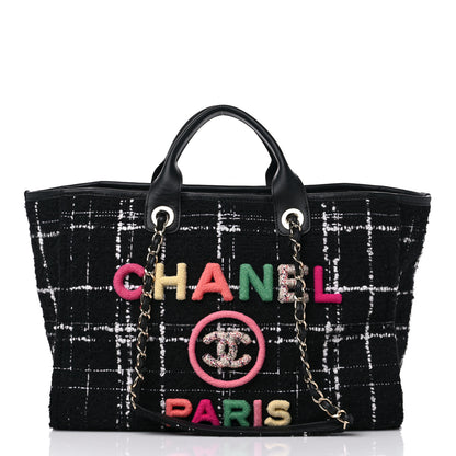 Chanel Tweed Medium Deauville Tote Black White Multicolor 3 of 10