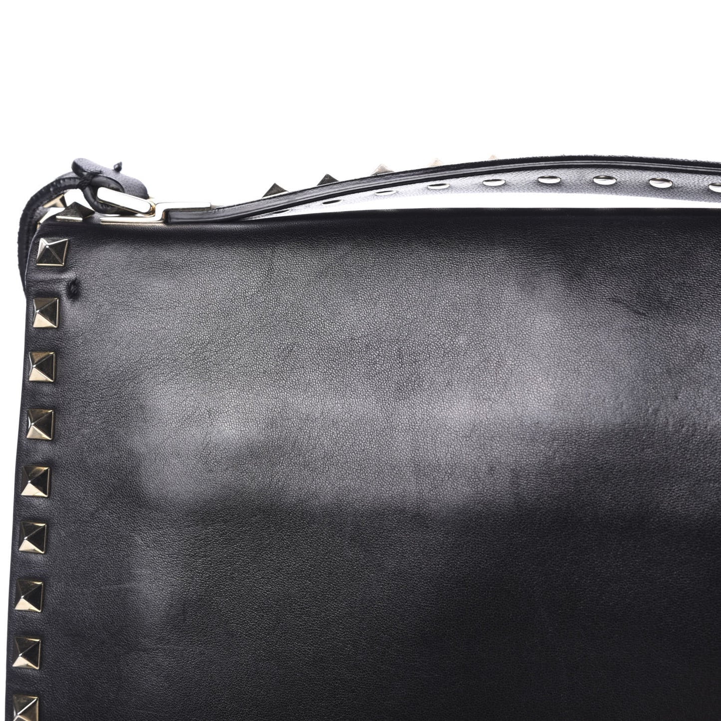 Calfskin Rockstud Top Handle Crossbody Black
