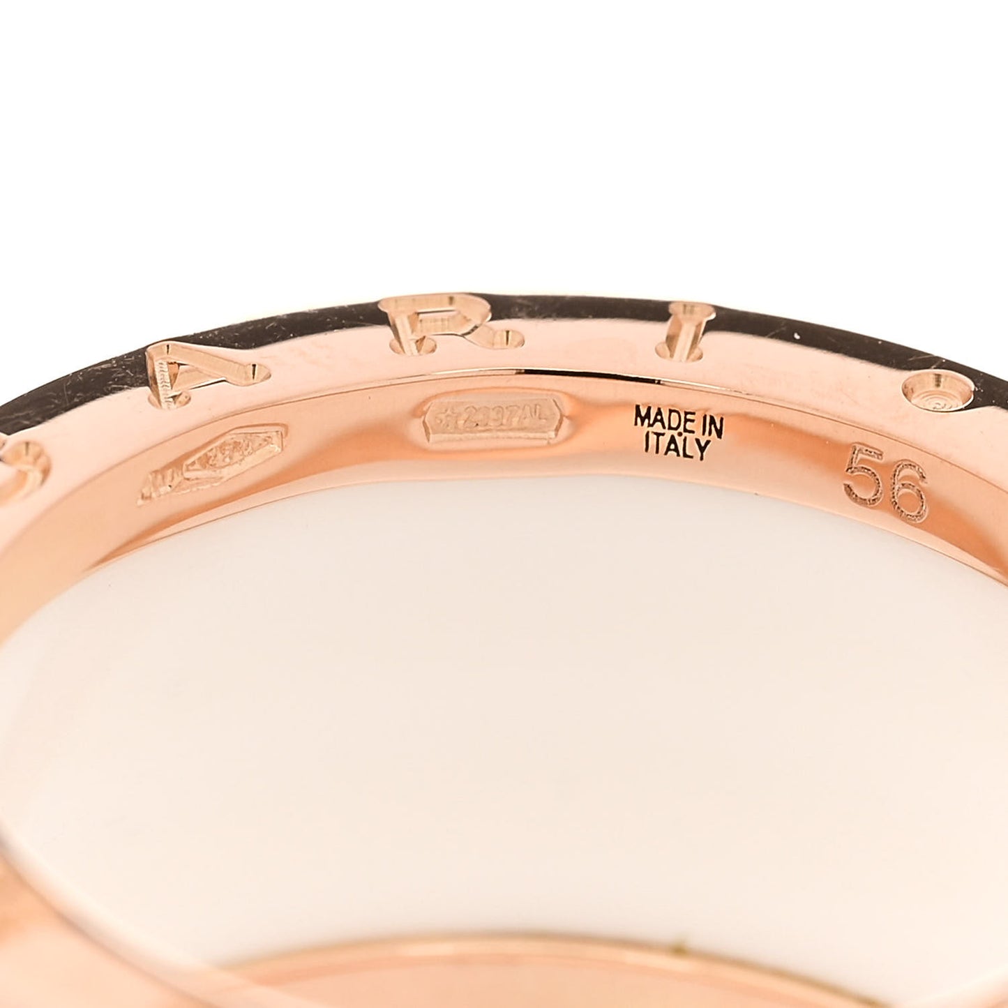 18K Rose Gold White Ceramic B.Zero1 Four-Band Ring 56 7.5