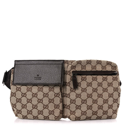 Gucci GG Monogram Double Pocket Belt Bag Dark Brown 1 of 16