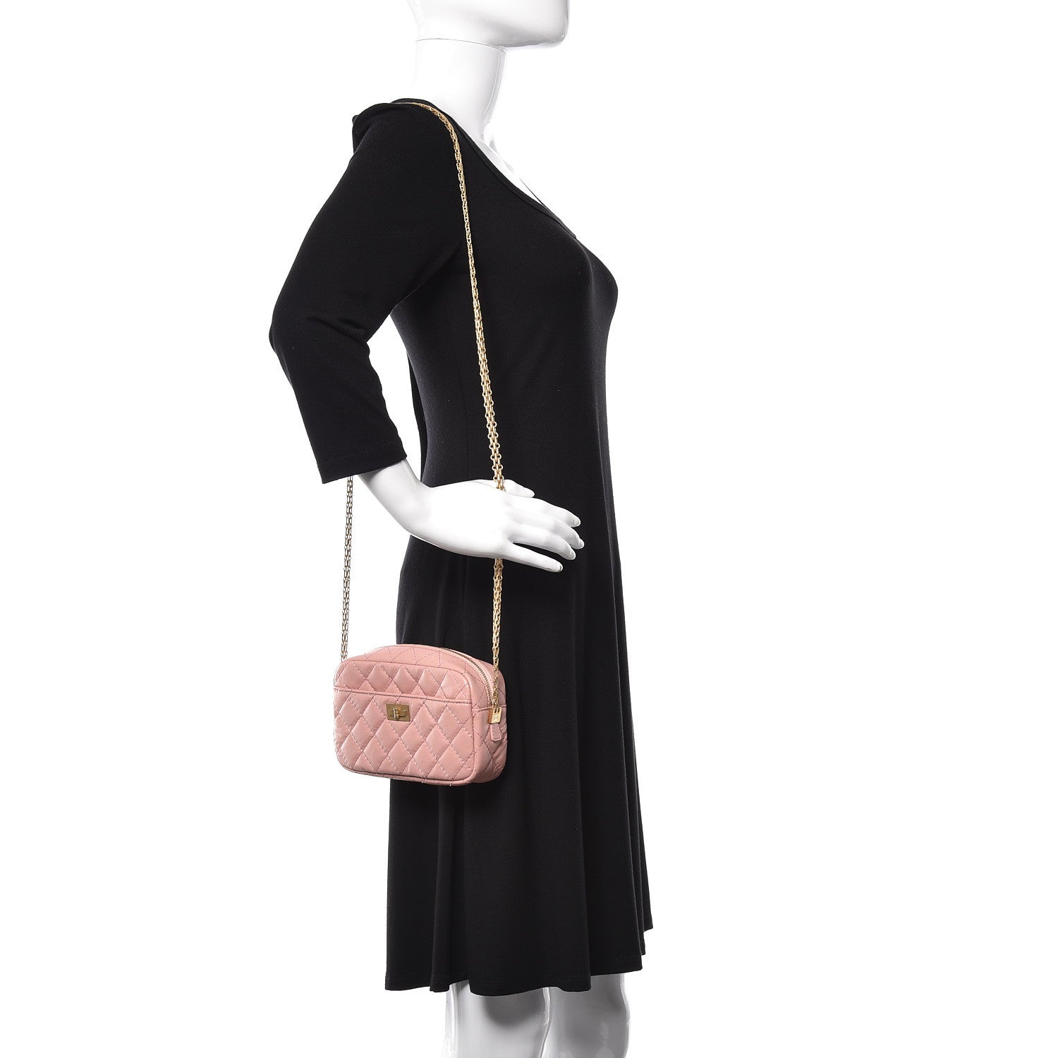 Chanel Aged Calfskin Quilted Mini Reissue Camera Case Pink 3 of 11