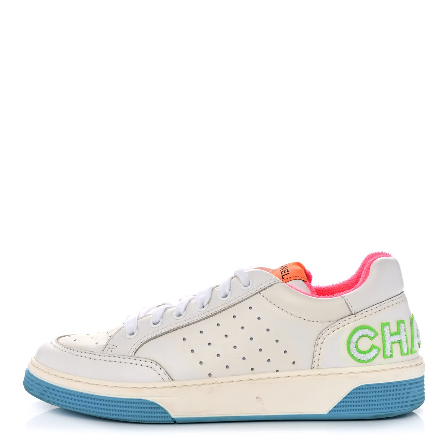 Calfskin Womens Logo Sneakers 40 White Multicolor