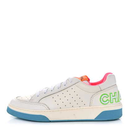 Chanel Calfskin Womens Logo Sneakers 40 White Multicolor 1 of 10