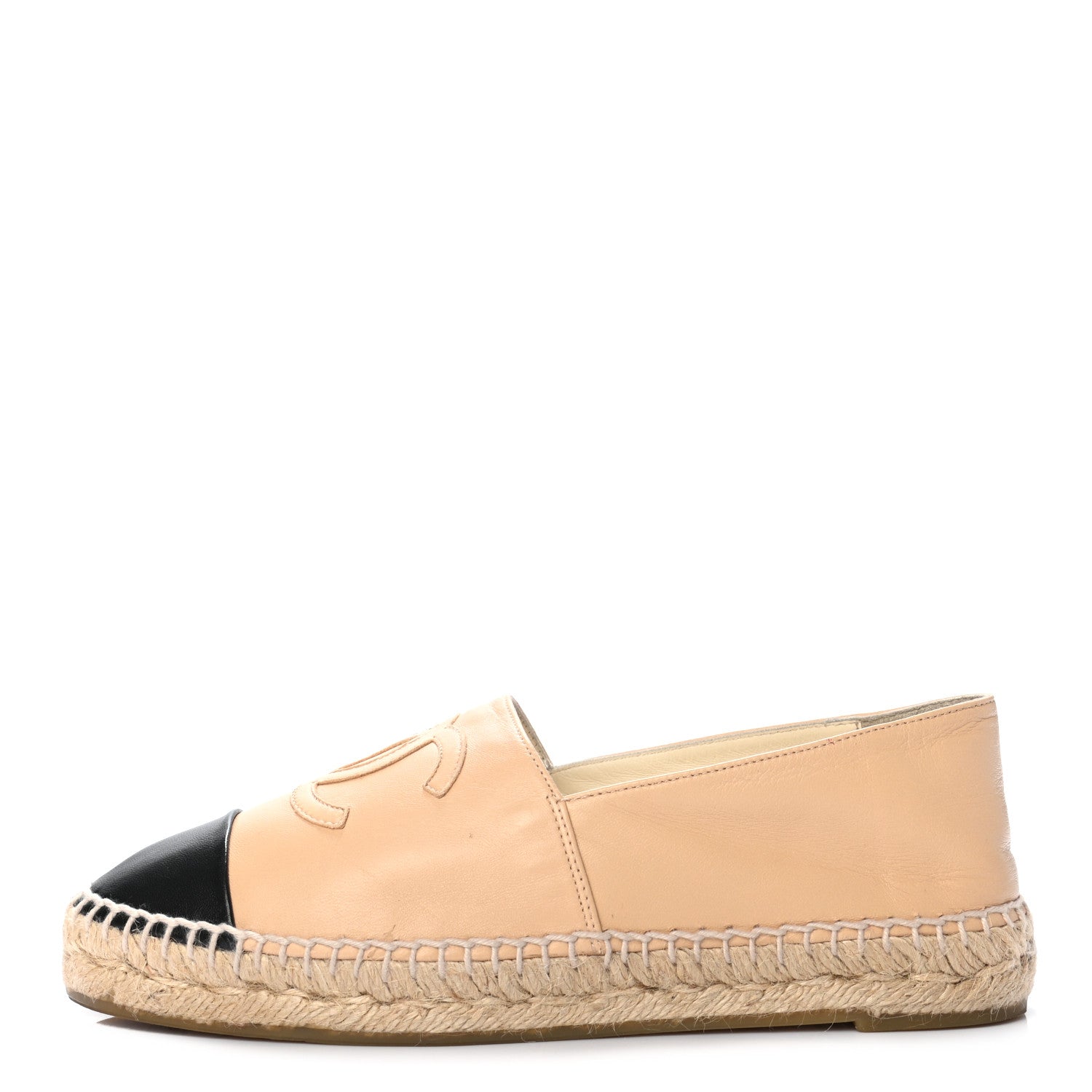 Chanel Lambskin CC Espadrilles 37 Beige Black 2 of 8