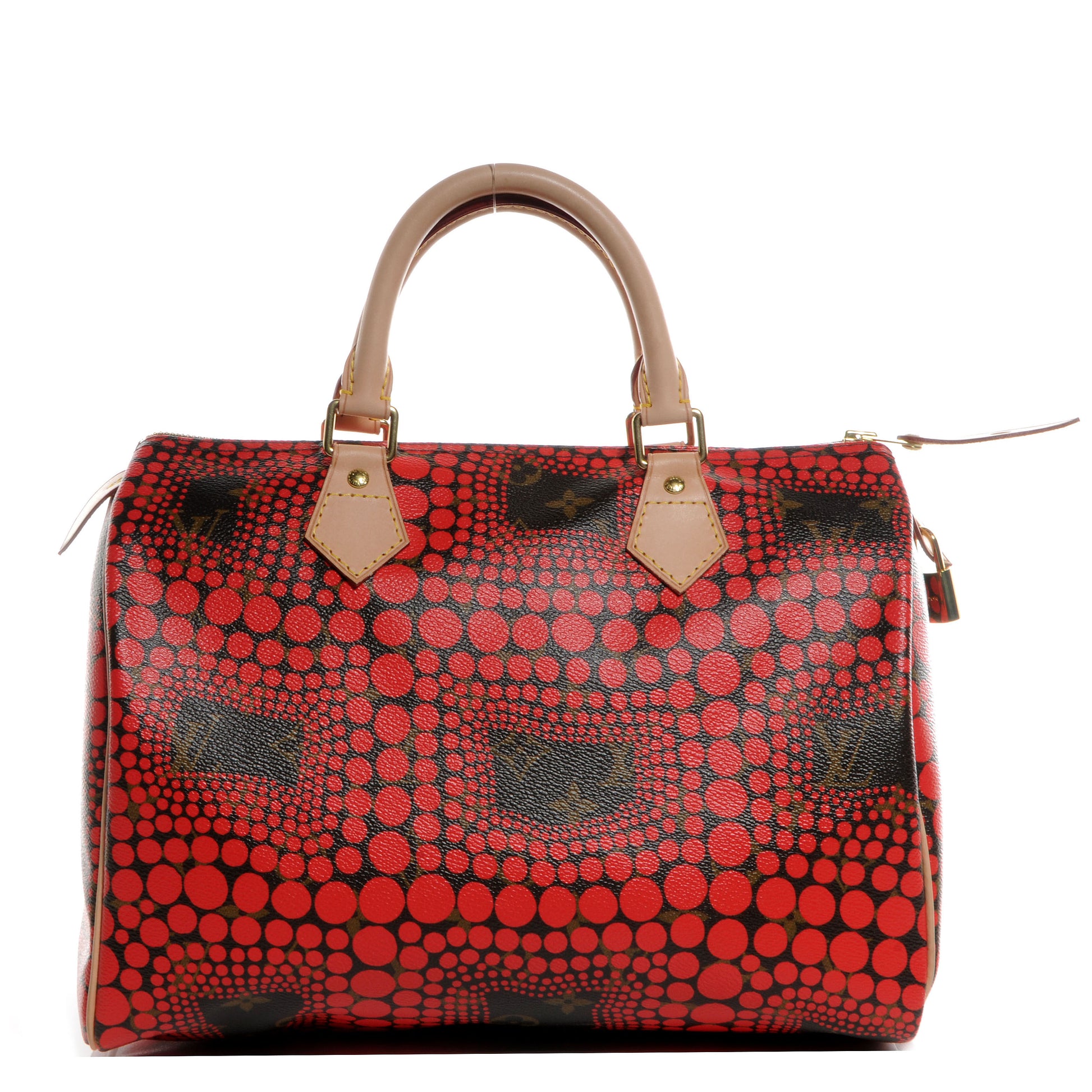 Louis Vuitton Monogram Kusama Town Speedy 30 Red 1 of 8