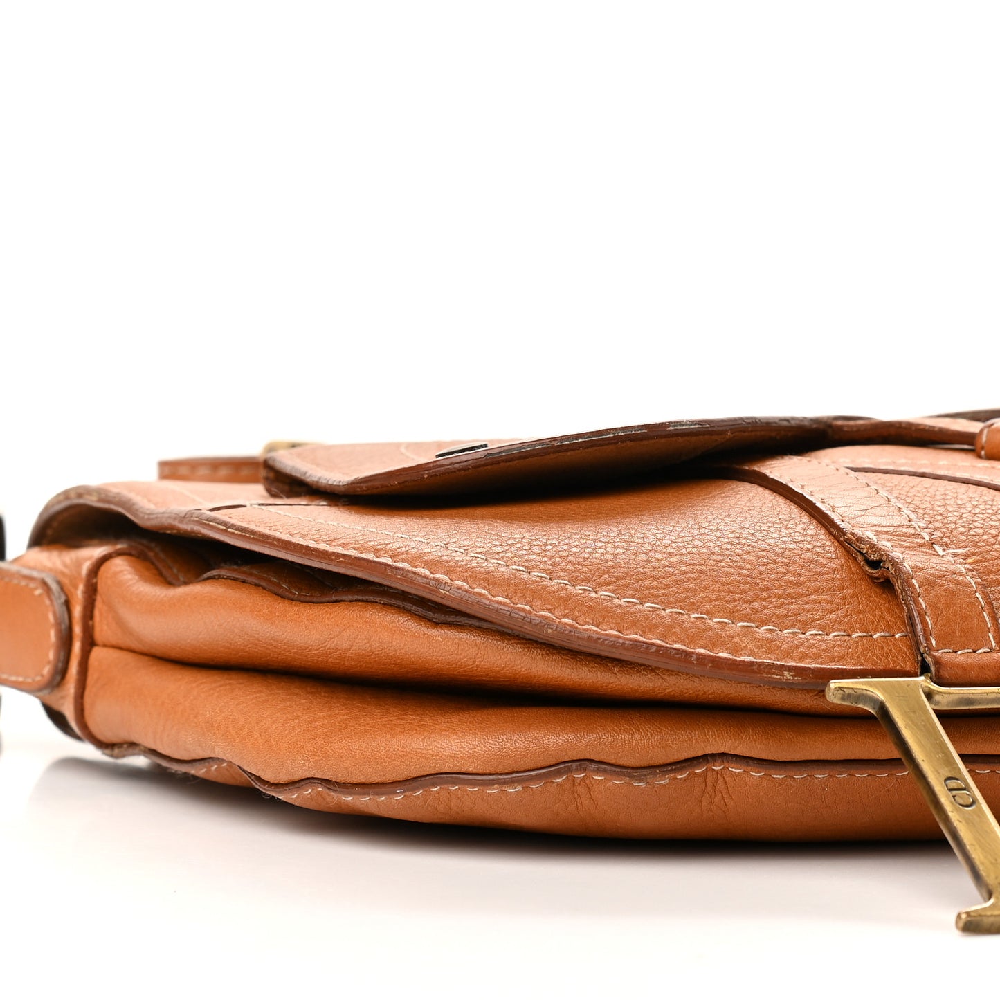 Grained Calfskin Saddle Pouch Brown