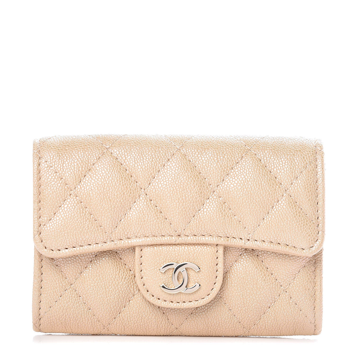 Chanel Iridescent Caviar Quilted Flap Card Holder Beige 1 of 9