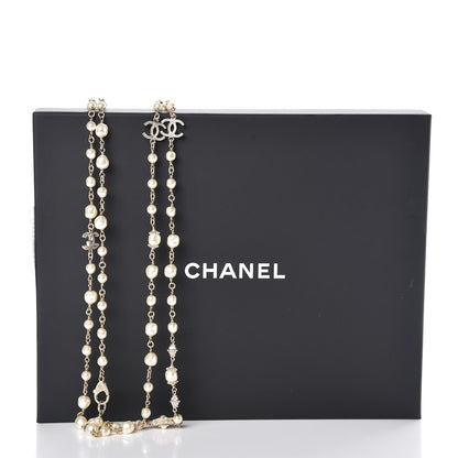 Chanel Pearl Bead Enamel CC Long Necklace Gold 5 of 5