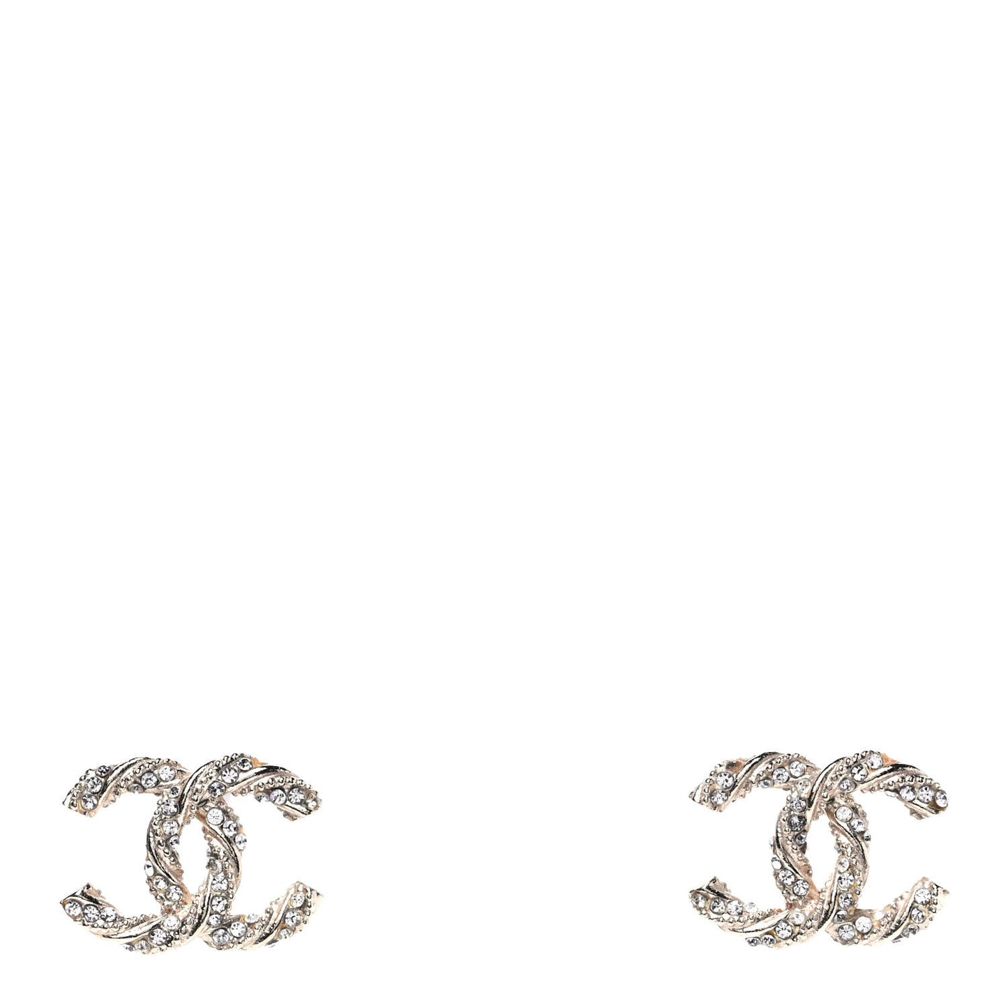 Crystal Twisted CC Earrings Gold