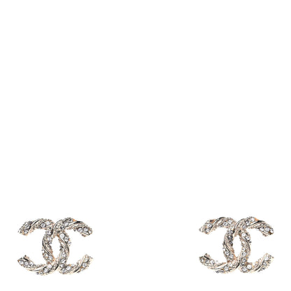 Chanel Crystal Twisted CC Earrings Gold 1 of 4