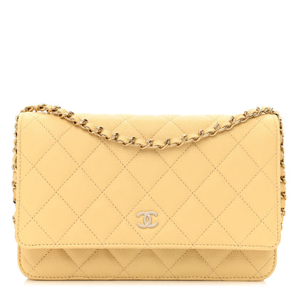 Chanel Caviar Quilted Wallet on Chain WOC Yellow 1 of 13