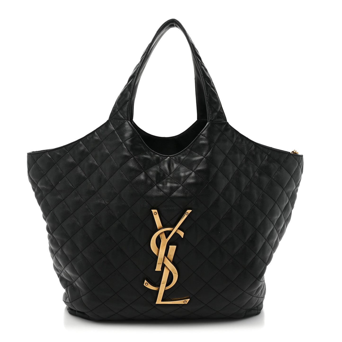 Lambskin Quilted Maxi Icare Shopping Tote Black