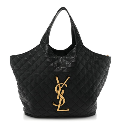 Saint Laurent Lambskin Quilted Maxi Icare Shopping Tote Black 1 of 17