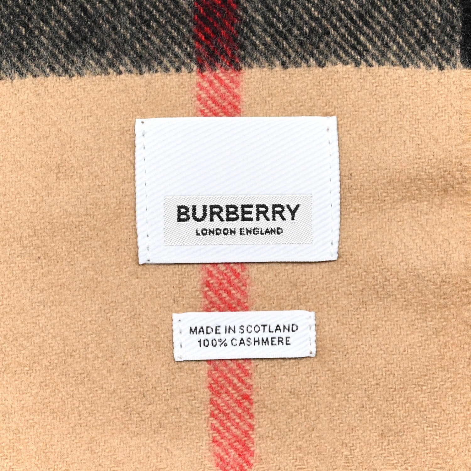 Burberry Cashmere Giant Check Fringe Scarf Camel 3 of 3