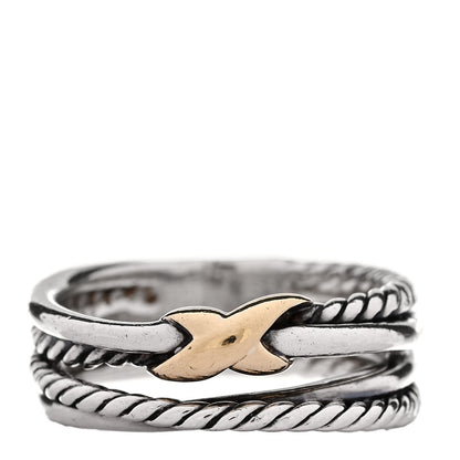 David Yurman Sterling Silver 18K Yellow Gold 6mm X Crossover Ring 49 5 1 of 5