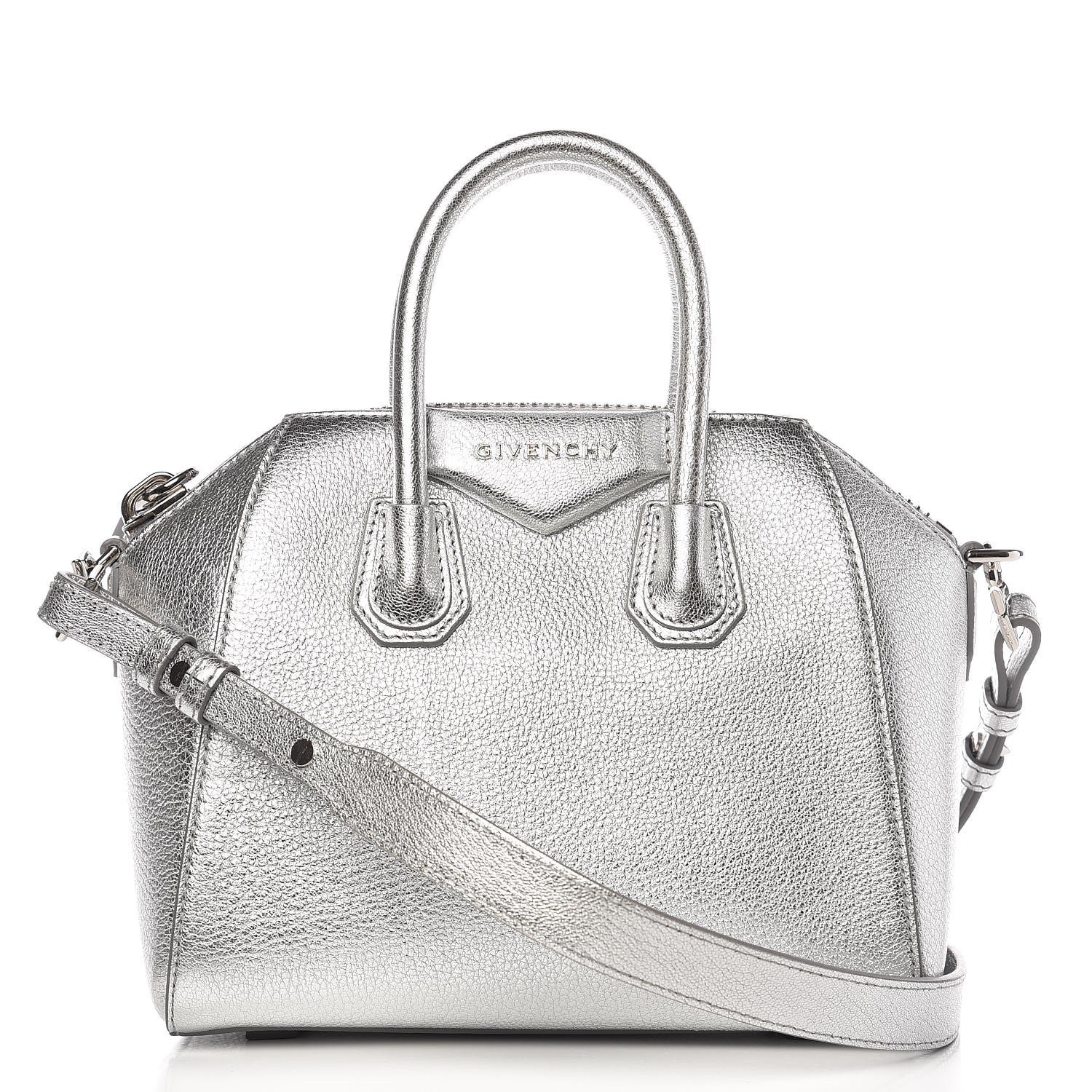 Givenchy Metallic Sugar Goatskin Mini Antigona Silver 1 of 8